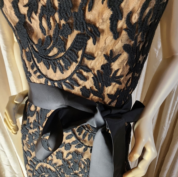 Tadashi Shoji one shoulder black lace cocktail party maxi dress 2 - Picture 10 of 13